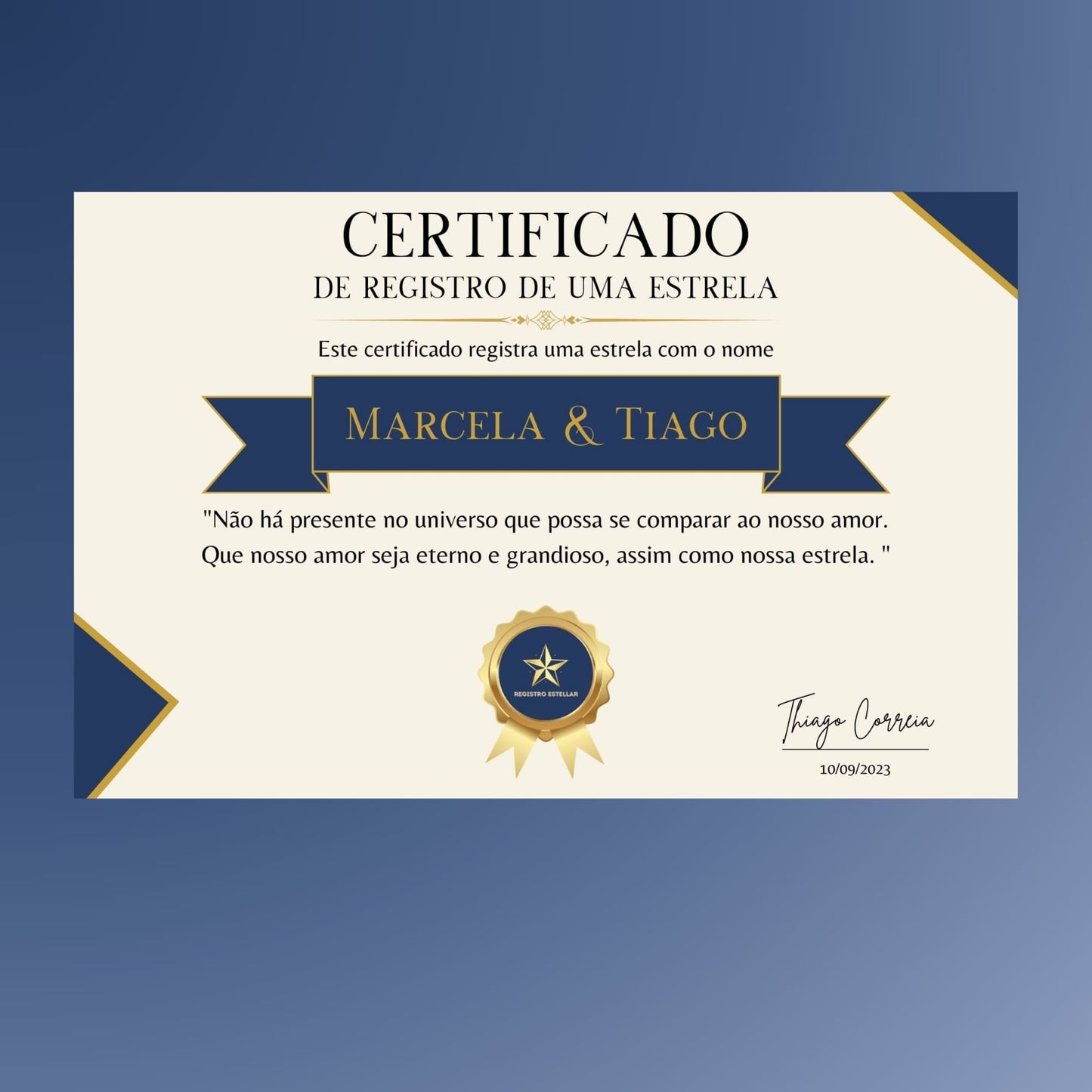 Registro de Estrela com Certificado + Brindes